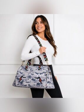 Under One Sky Camo Monster Face Duffel Bag Travel Weekender Gym Tote Bag